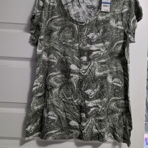 Green Marble Print Women's Top